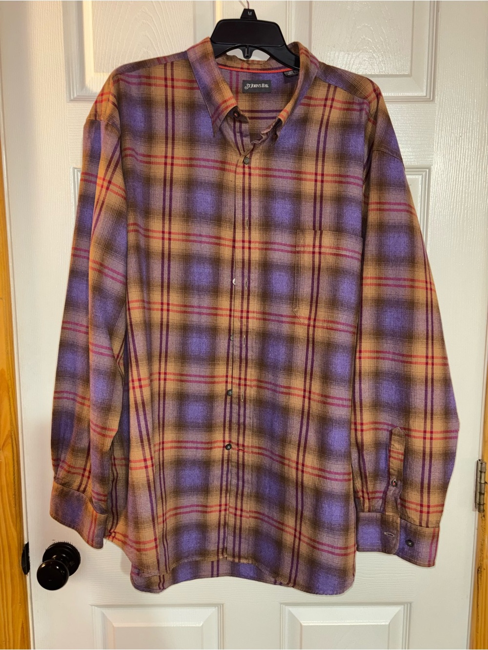 St. John's Bay Purple and Brown Plaid Button-Down Shirt